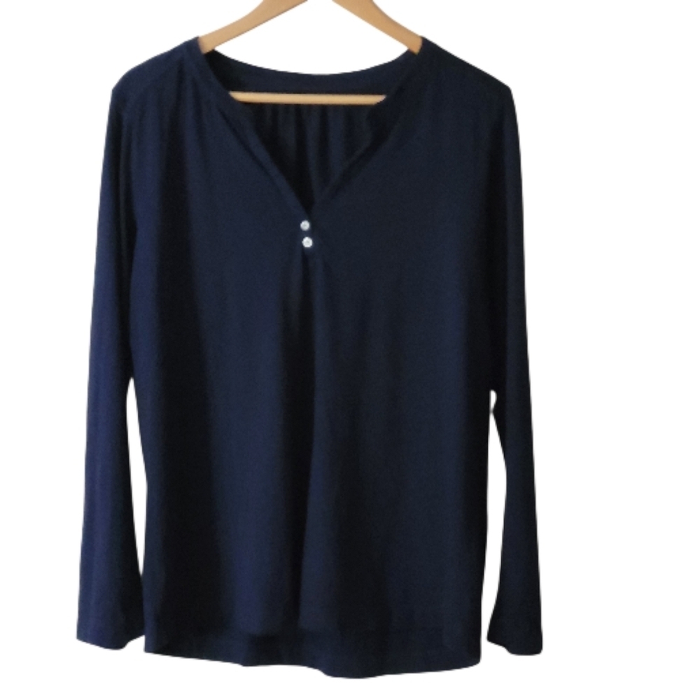 Chaser Gauzy Cotton Jersey Henley in‎ Blue Velvet M